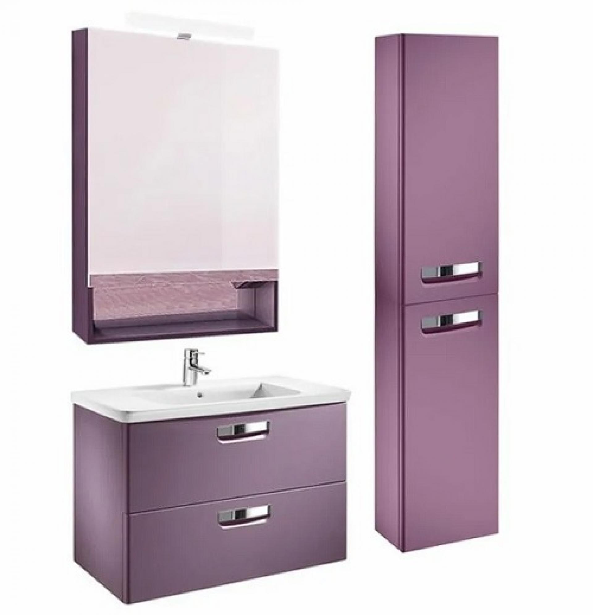 Комплект мебели 60 см Roca Gap фиолетовый, с подсветкой + шкаф-пенал правый