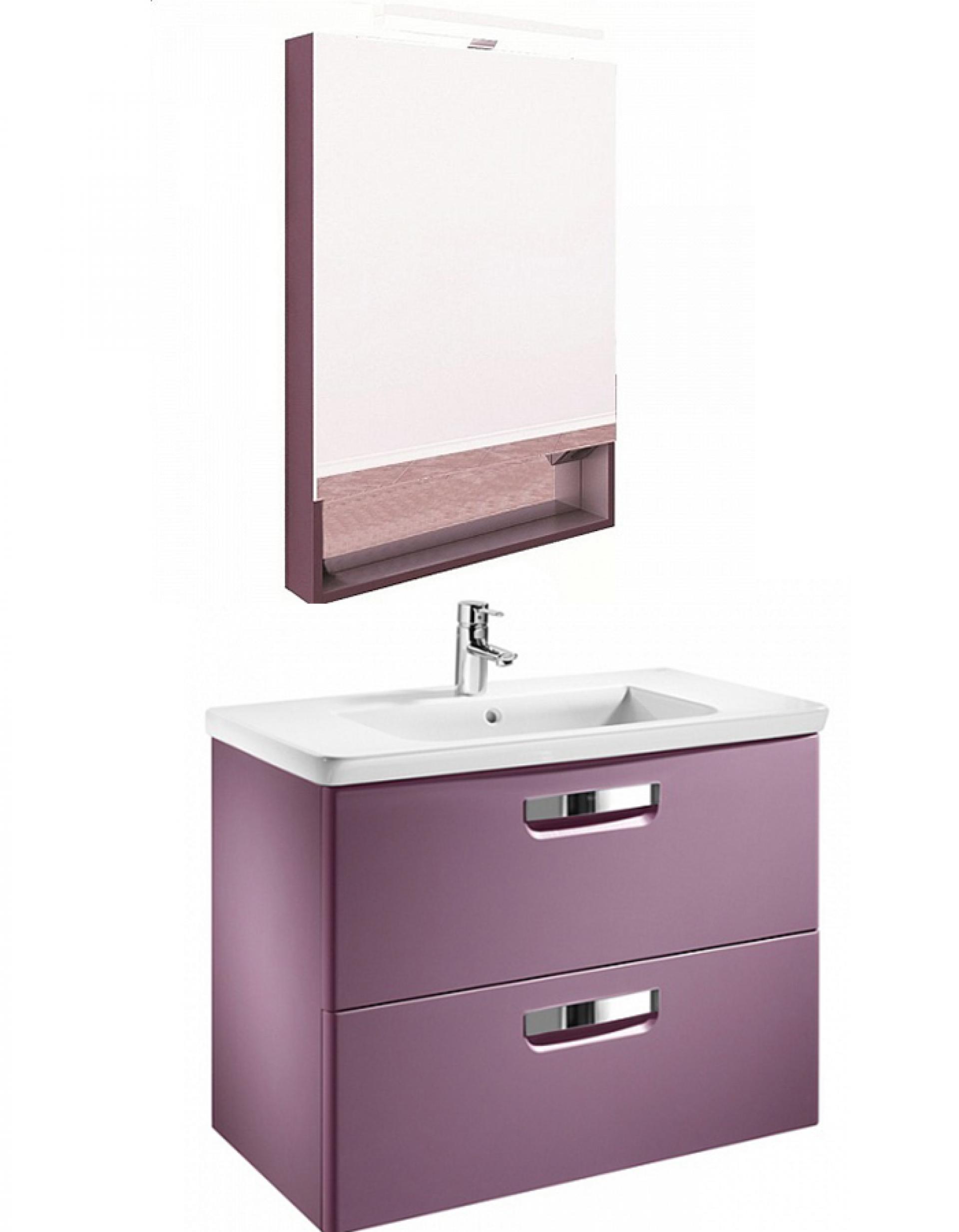 Комплект мебели 70 см Roca Gap фиолетовая, со светильником