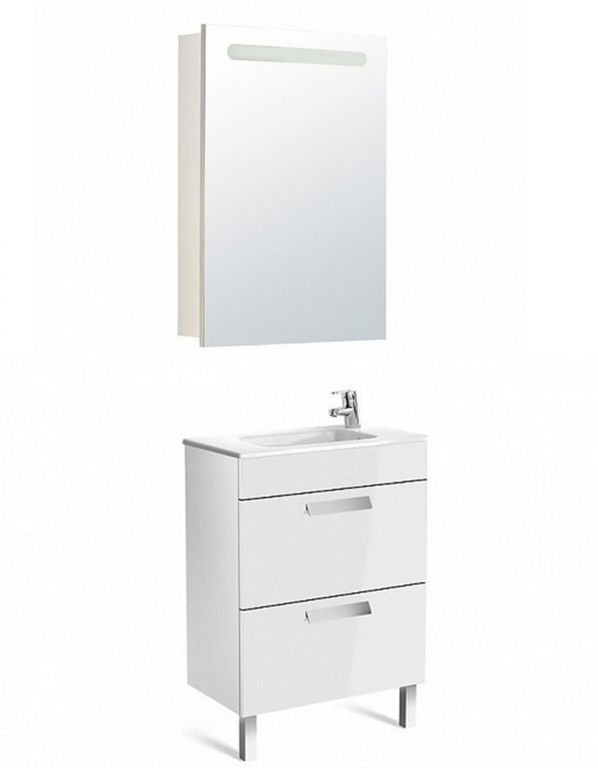 Комплект мебели для ванной Roca Debba 60 см Roca Debba белая (тумба+раковина+зеркало левое)